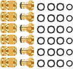 Garden Hose Quick Connector, No-Leak 3/4 Inch GHT Thread Fitting Water Hose Female Adapter and Male Adapter, Heavy-Duty Rust Resistant Brass Water Pipe Connect, Easy to Use (6 Pack ）