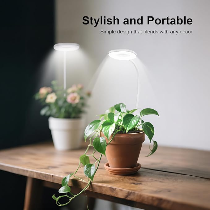 Full Spectrum Grow Lights for Indoor Plants, Clip-on LED Plant Lights for Indoor Growing with Auto On/Off Timing 4/8/12 Hrs, 10 Dimmable Levels, 3 Spectrum Modes & Adjustable Gooseneck (2)