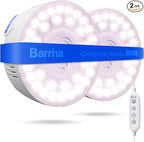 Barrina Orbgrow OG09 Puck Grow Light with Timer, Pinkish White 18W(2 x 9W, 270 Watt Equiv), Full Spectrum Plant Light for Indoor Plants, Magnetic & Linkable, 5 Levels Dimmable for Plant Shelf, 2 Packs