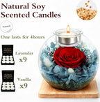 Preserved Real Rose in Glass with Scented Candles for Mom Her Wife Girlfriend Grandma Birthday Anniversary Romantic
