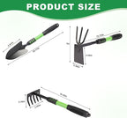 Garden Tool Set, 3 Pack Lightweight Heavy Gardening Kit Including Hand Shovel, Transplant Shovel and Hand Rake with Soft Rubber Non-Slip Handle, for Planting Weeding Digging, Green ﻿