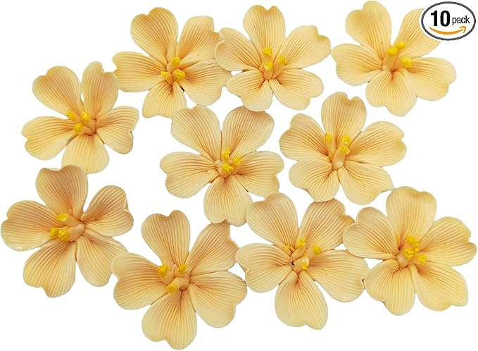 10 PCS 3D Flower Ceramic Tiles,1.6" Handmade Procelain Ceramic Flowers for Artwork,Fish Tank,Vases,Living Room, Dining Table,Office, Home Floral Decor (Single-Flowered Orange)