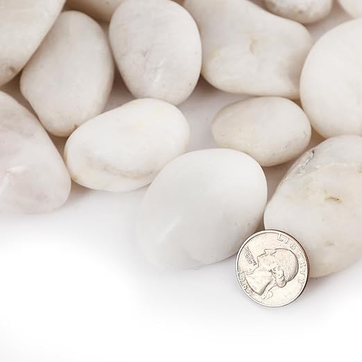 11LB River Pebbles Polished Gravel for Plants Natural White Plant Stones River Rocks 3/4-1 5/8 Inch River Stones for Landscaping Small Pebbles for Crafts