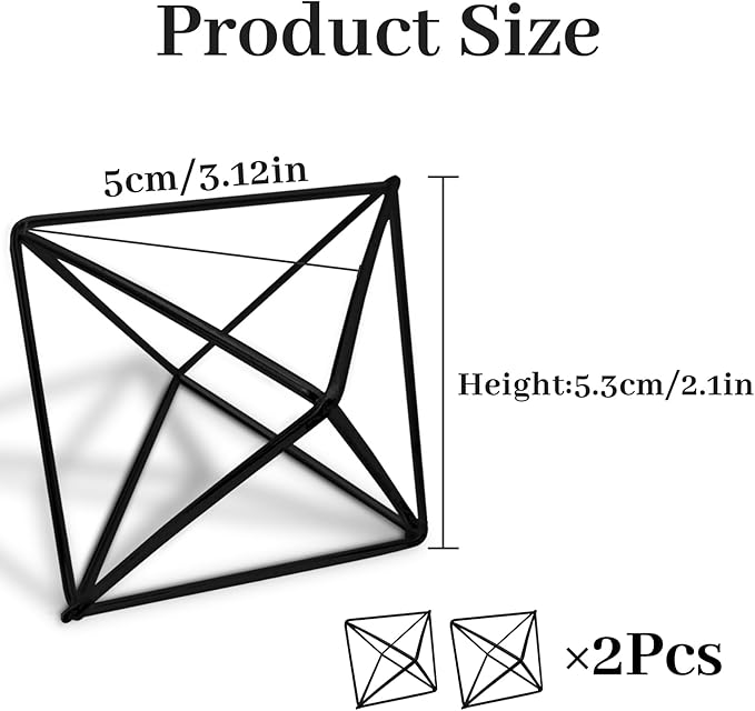 Hanging Air Plants Holders, 2Pcs Metal Air Plant Hangers for S-M Sized Air Plants, Himmeli Geometric Planter to Add a Sense of Style and Relaxation for Home Office Wedding (Black, 2pcs)