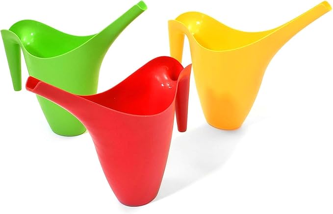 Ashman Set of 3 Watering Can, Indoor and Outdoor Use, Red, Green, Yellow, 2 Liter Capacity, 3 Pack