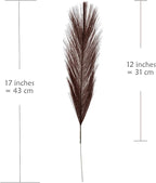 Fake Pampas Grass Plants Artificial Reeds Decoration Set of 28 Stems 17” Faux Florals Bulrush Fluffy Beige Branches Home Wedding Party Vase Fillers Christmas DIY Feathers Décor - Brown Coffee 28 Pcs