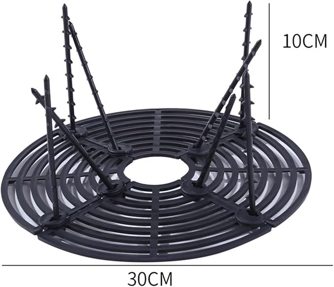 Plant Pot Grids 6PCS Plant Pot Soil Guard with Nails Grid Flower Cover Baby Safety Mouse Garden Home Protector(Black M Round)