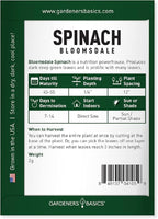 Gardeners Basics, Bloomsdale Spinach Seeds for Planting is A Great Heirloom, Non-GMO Vegetable Variety- Great for Indoor, Outdoor and Hydroponics Gardening