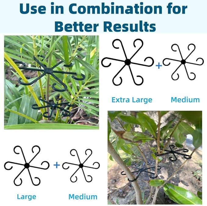 12 PCS Plant Stem Support, Plant Stakes for indoor Plants Plant Clips for Climbing Plants, Plastic Monstera Plant Support Accessories for Potted indoor Plant in Various Growth Stage(4 Sizes, 3 Colors)