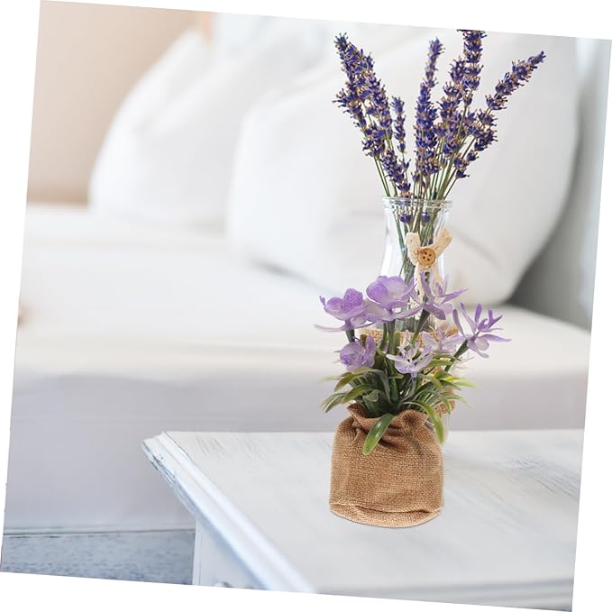 PRETYZOOM Realistic Faux Phalaenopsis Orchid Bonsai with Pot, Artificial Potted Orchid Flower for Home Décor, Living Room and Office Tabletop Decoration,