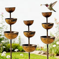 Rain Catcher - Plant Support, Rust Patina Metal Rain Catcher Garden Stake with Water Bowl, Decorative Outdoor Yard Accent & Memorial Day Backyard Decor (3pcs)