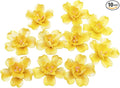 BTMIEY 10 PCS 3D Flower Ceramic Tiles,1.6" Handmade Procelain Ceramic Flowers for Artwork,Fish Tank,Vases,Living Room, Dining Table,Office, Home Floral Decor (Double-Flowered Iridescent Yellow)