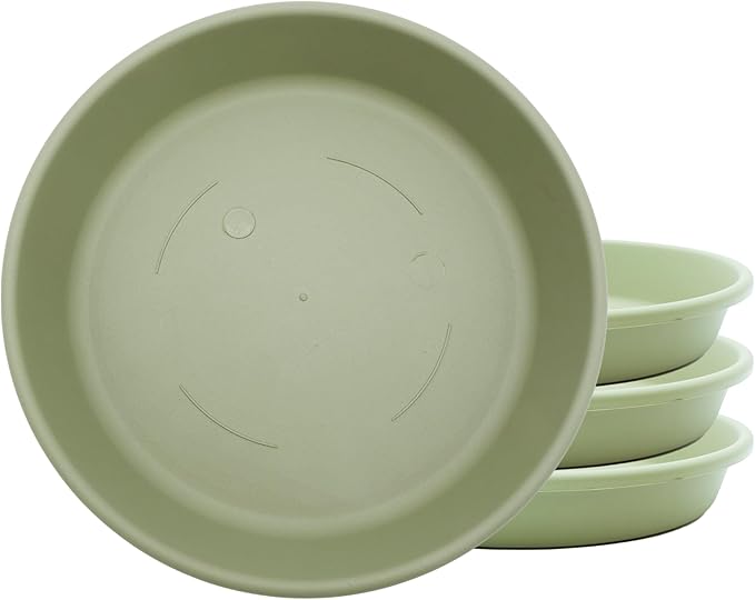 The HC Companies 6 Inch Classic Round Plant Saucer, Lightweight UV-Resistant Plastic Outdoor & Indoor Flower Pot Tray, 4-Pack Plant Pot Trays for Garden & Home Decor, Seafoam