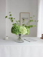 Buart 4PCS Long Stem Big Size Flowers Artificial Silk Hydrangea Lifelike Flowers Real Touch Green Artificial Flowers Wedding Shower Bride Bouquets Office Living Room Table Decorations (21 Inch)