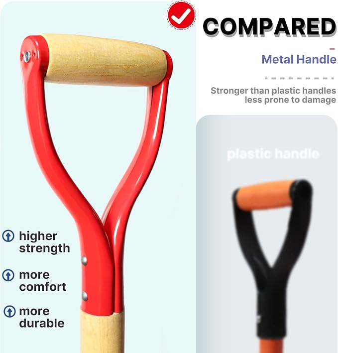 VNIMTI Spade Shovel,Transplanting Spade，Drain Spade,Spade Shovels for Digging,Sharp Shooter Shovel or Spade,45Inch,Steel D-Grip,Wooden Handle