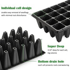 RooTrimmer 10 Pack 1020 Trays No Holes and 10 Pack 4.3" Deep 32 Cell Seed Starter Trays, 20" x 10" - Heavy Duty Plastic Nursery Flats for Seed Germination & Plant Propagation (10 Sets)