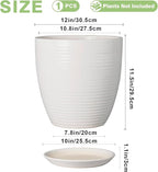 12 Inch Ceramic Planter Pot, Large Planter with Drainage Hole and Saucer Round Flower Pot for Indoor Outdoor Plants, White