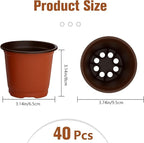 40 PCS Plant Nursery Pots 4 Inch Plant Seedling Pots with Drainage Holes Plastic Plant Flower Pot Small Plastic Seed Starting Pot Starter Containers Office Home Indoor Outdoor
