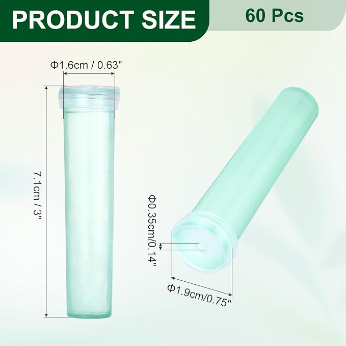 MECCANIXITY 110 Pcs Floral Water Tubes, 3 Inch Clear Flower Water Tubes Floral Vials with Plastic Caps for Fresh Flowers Arrangement Decor Milkweed Cutting Florist Supplies, Green
