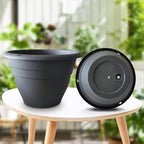 5 Pack 10 Inch Plant Pots for Indoor Outdoor,Plastic Floor Planters with Drainage Holes,Lightweight Flower Pots for Home,Patio & Garden(Grey)
