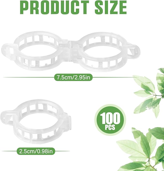 100 Pcs Plastic Plant Clip, Plant Support Clips for Support Tomato Grape Vine Vegetables, Reusable Trellis for Climbing Plants Outdoor, Plant Wall Clips to Grow Upright Makes Plants Healthier