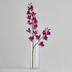 Larksilk 34" Purple Silk Dendrobium Orchid – Realistic Faux Orchid Stem with 17 Lifelike Flowers for Vases & Decor