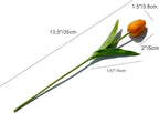 Mandy's Orange Artificial Tulips Flowers Centerpiece, 13.5" Lifelike PU Fake Floral Stems 20pcs for Kitchen Island & Dining Table, Spring Decor for Easter