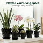 Plant Pots, Self Watering Planters with Drainage Holes and Trays, Flower Pots for Indoor Outdoor - 6 Pack(4/5/6/6.5/7/8 Inch) (Black)