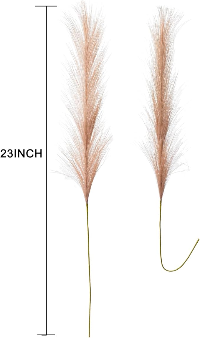 LSKYTOP Beige Pampas Grass Decor,23Inch 16pcs Faux Pampas Grass Bouquets Artificial Pampas Fake Pampas Flower for Home Living Room Bedroom Vase Decor