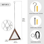 J JACKCUBE DESIGN Air Plant Triangle Frame Hanging Airplant Holder, Rustic Wood Tillandsia, Succulent Plants Display Hanger Shelf for Wall Décor, Set of 2- MK1061A