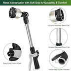 FANHAO Watering Wand Heavy Duty, 16 Inches Metal Garden Hose Wand with 8 Spray Patterns, Long Hose Nozzle Sprayer with ON/OFF Thumb Control, Perfect for Hanging Baskets, Shrubs, Garden and Lawn