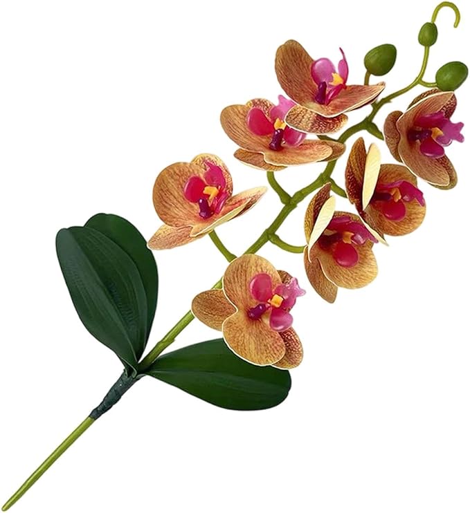Fake Flowers, Elegant Realistic Design, PP, Orchid Decor Vase, Silk Bloom Arrangement, Long-Lasting, for Home, Bedroom, Bathroom, Living Room, Office