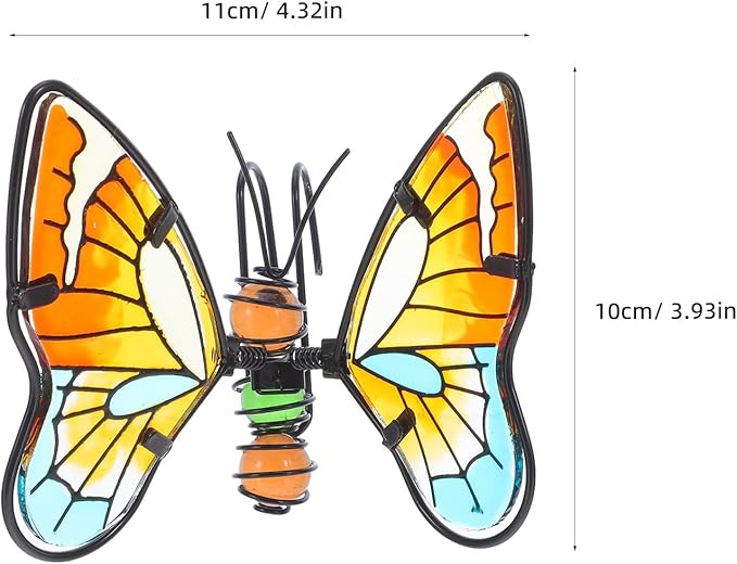 BESPORTBLE 3Pcs Butterfly Decorations for Plant Pots: Metal Stained Glass Garden Decor – Spring Outdoor Decor for Potted Plants, Aesthetic Yard & Patio Decorations Outdoor, Gift for Women