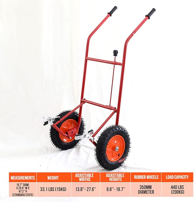 Garden Pot Mover with Adjustable Grip Arm - Potted Plant Mover with Flat-Free Dolly Wheel - Complete with Assembly Tool, Max 440 Lbs Weight Capacity