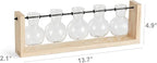 Mkono Plant Terrarium with Wooden Stand, Wall Hanging Glass Planter Desktop Plant Propagation Vase with Metal Swivel Retro Rack for Hydroponics Plants Home Office Decor (5 Bulb Vase)