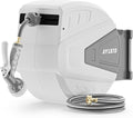 Ayleid Retractable Garden Hose Reel,1/2 in x 130 ft Wall Mounted Hose Reel, with 9- Function Sprayer Nozzle, Any Length Lock/Slow Return System/Wall Mounted/180°Swivel Bracket (Gray)