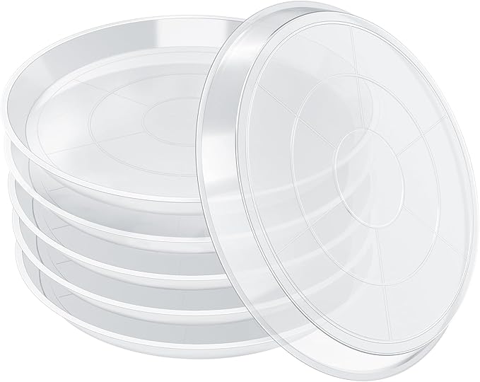 FUIJOL 6 Pack Clear Plant Saucer, Durable Plant Drip Trays Saucers for Pots, No Holes Water Catcher Trays for Indoor Outdoor Planter, Sturdy Base Plate (Clear, 3"-6Pack)