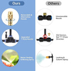 360° Automatic Drip Irrigation Kit - 5/16'' Tubing, Adjustable Universal Spray Nozzle, Copper Atomizing System for Garden/Lawn/Greenhouse - Multi-Directional Rotation, Quick Connectors, 65FT
