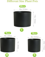 Large Plant Pots Set of 3 – 8", 9", 10" Indoor Flower Pots with Drainage Holes and Saucers, Big Planters for Monstera, Fiddle Leaf Fig, Snake Plant – 5 Colors