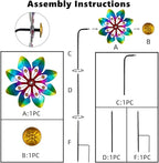 VEWOGARDEN 2 Pack Wind Spinners Outdoor, Metal Wind Spinner with Flower Design for Yard Garden Lawn Decorations, Colorful
