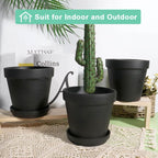 vensovo 6 Inch Black Terracotta & Clay Pots for Plant with Saucer - 4 Pack Medium Terra Cotta Planter with Drainage Hole, Flowerpot for Indoor Outdoor Plants, Crafts, Wedding Favor