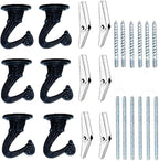 6 Sets White Ceiling Hooks for Hanging Plant, Heavy Duty Swag Toggle Hooks with Hardware (Black)