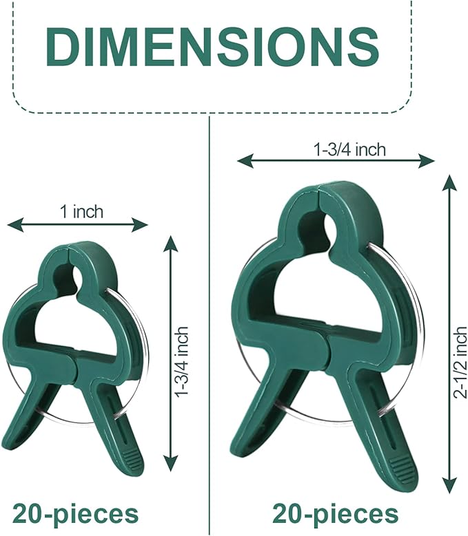 Yinghezu 40 Pcs Plant Support Clips,Flower and Vine,Garden Tomato Plant Support Clips for Supporting Stems,Vines Grow Upright Climbing,Tool for Straightening,Tomato Cage,Trellis. 2 Sizes in one Pack