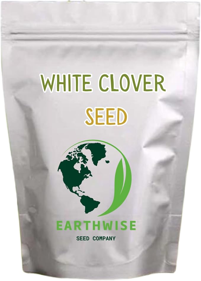 Earthwise White Dutch Clover Alternative Lawn Seed – Clover Seed, Low Maintenance, Nitrogen Fixing, Organic, Drought Tolerant, Pollinator Friendly, Pet Safe – Covers Up to 2,000 sq ft, 1 lb