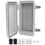 Waterproof Junction Box, ABS Plastic Electrical Box with Stainless Steel Latch, Hinged Cover Electric Project Enclosure Box with Mounting Plate, Wall Brackets & Cable Gland 7.9"x3.9"x2.8"