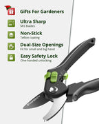 Gardening Scissors, Sharp Plant Trimming Scissors for Precise Cuts, Stainless Steel Pruning Shears Bonsai Clippers, 8.5" Bypass Garden Shears & 6.5" Straight Trimming Scissors 2 Pack