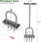 Walensee Lawn Aerator Coring Tool with Soil Core Storage Tray, 38.2" Manual Yard Plug Aerator with 3 Tines, Grass Aeration Gardening Tool with Cleaning Tool for Lawn Care and Compacted Soil