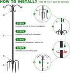 Heavy Duty Double Shepherd Hooks for Outdoor 1-in Dia with 5-Prong Base, 88inch Adjustable Decorative Metal Bird Feeder Pole for Hanging Bird Nest, Plant Basket,Lantern,Solar Light 2 Pack