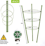Kgozwon 4 Pack Tomato Cage Plant Support Cages for Garden, 18 inches Trellis for Climbing Plants, Upgrade Garden Plant Stakes with Adjustable Ring, Tomato Rings for Support, with Twist Tie