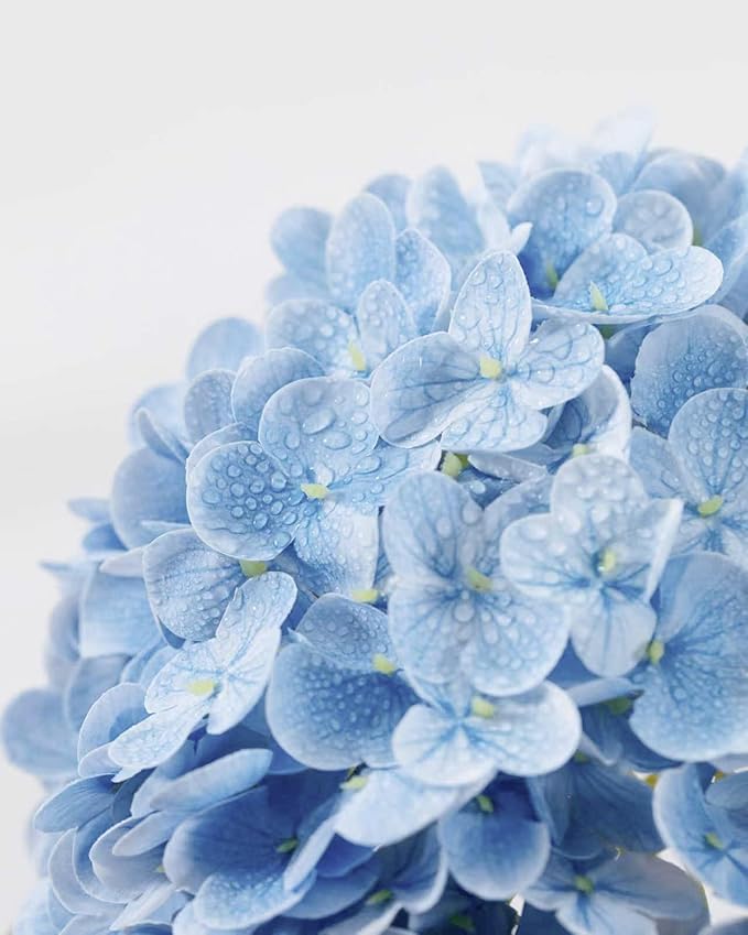 DuHouse 3Pcs Large Hydrangea Artificial Flowers,Latex Real Touch Hydrangeas Lifelike Hydrangea Flower for Home Wedding Bouquets Centerpieces Party Living Room Decoration(Blue)
